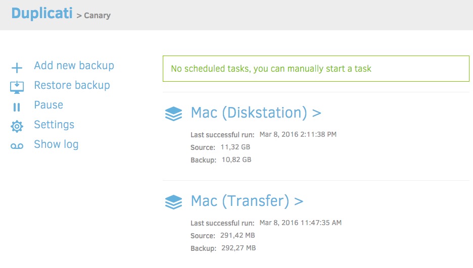 duplicati Screenshot