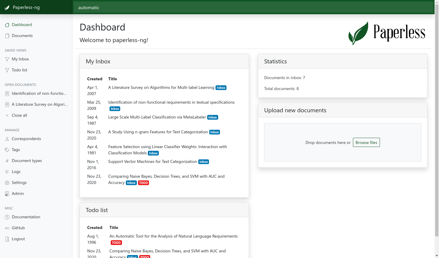 Paperless Screenshot