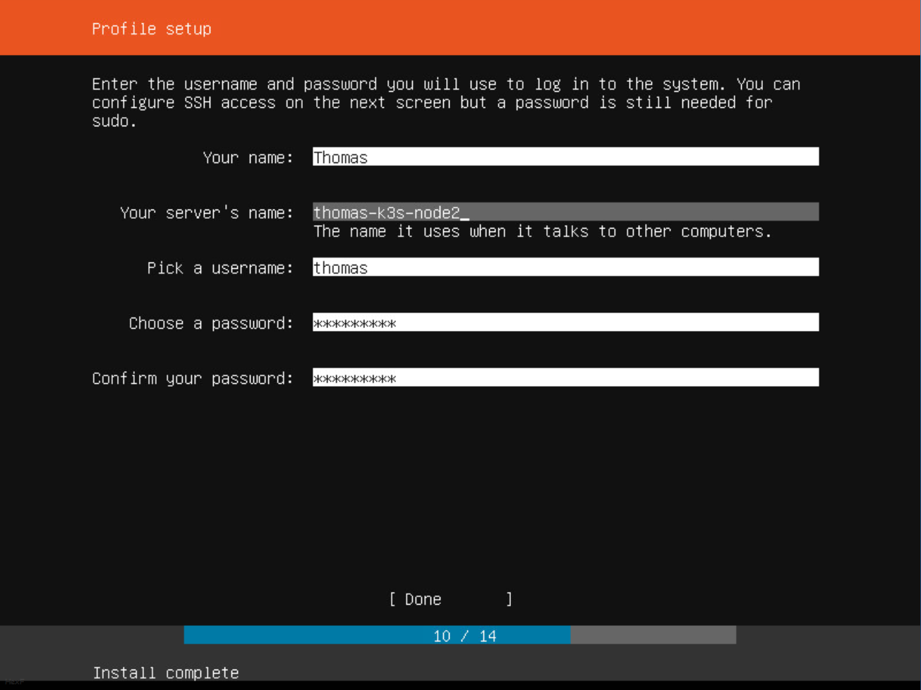 Profile Setup for Node 2