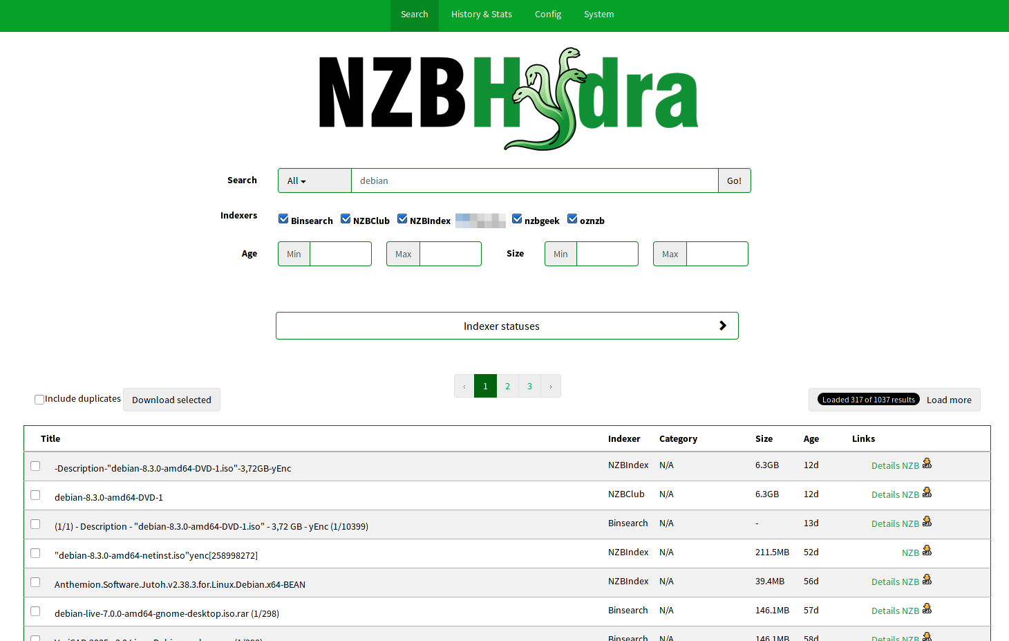 NZBHydra Screenshot