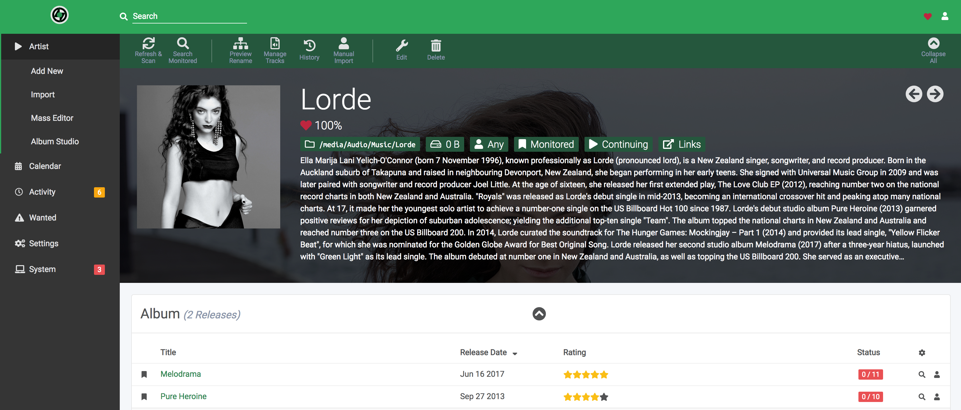 Lidarr Screenshot