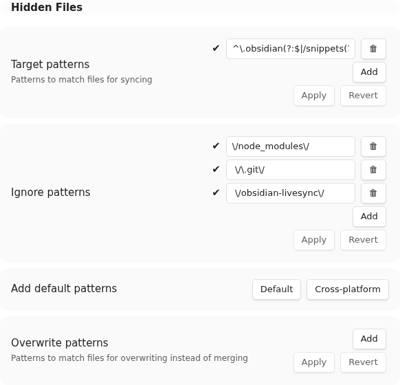 Hidden File target and ignore selectors