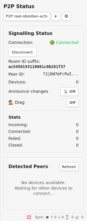 First P2P device connected to the signalling relay