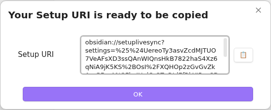 Setup URI generated by the working first device