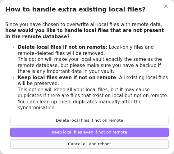 Local file policy on the additional device