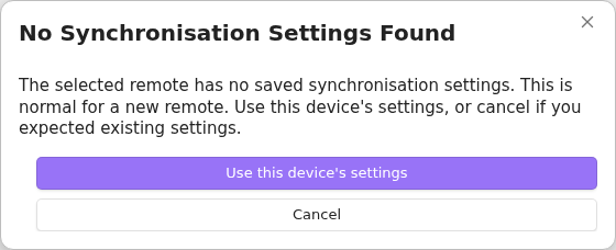 Expected missing remote configuration choice for a new database