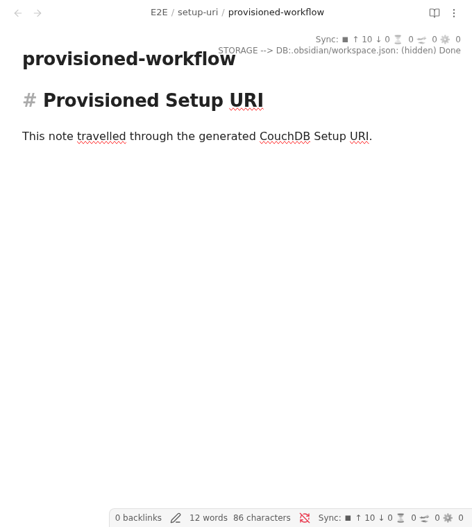Ordinary note received through the provisioned Setup URI