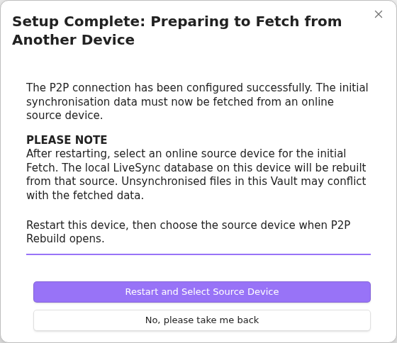 P2P Fetch confirmation on the second device