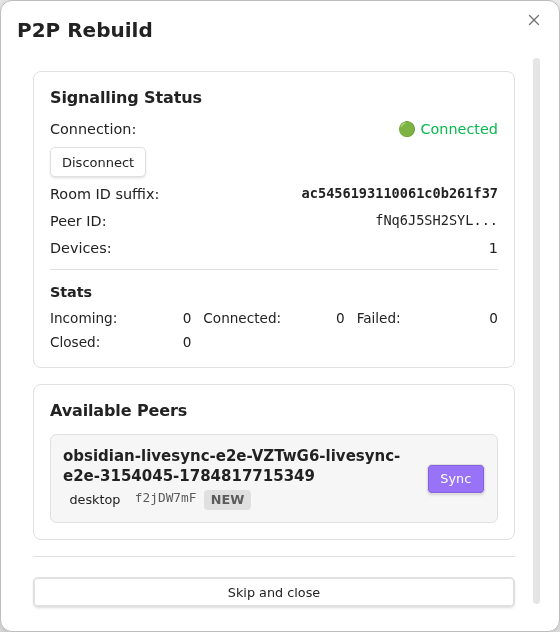 Selecting the first device for P2P Rebuild