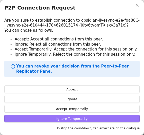 Explicit return-journey connection request on the second device