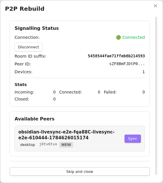 Selecting the first device for P2P Rebuild